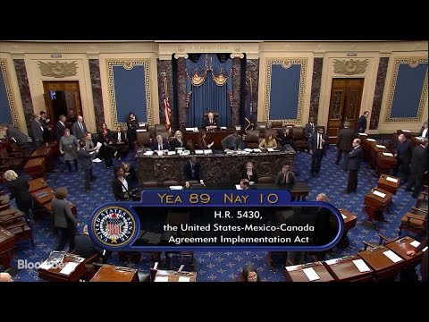  参议院投票现场 图自彭博社视频截图