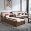 德式实木沙发组合现代简约小户型客厅高箱胡桃木色储物木沙发家具